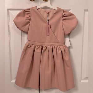 NWT BCBG Faux Leather Wrap Dress for Girls in Mauve Glow Size 6
